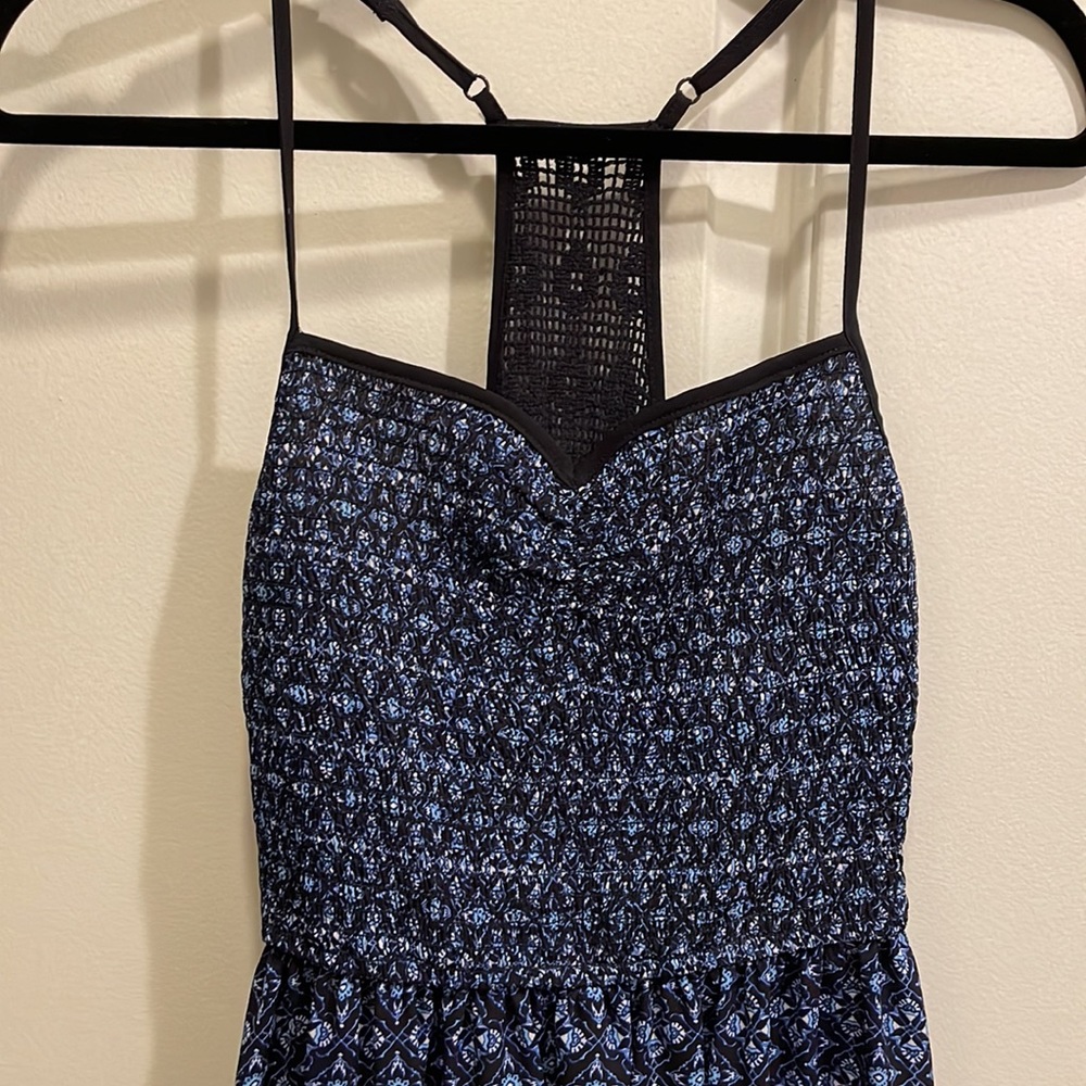 Navy Blue Racerback Spaghetti Strap Sundress Xhileration